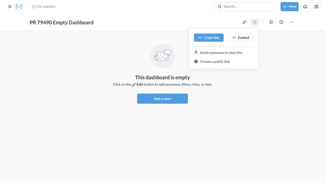 Attempt to export an empty dashboard as a PDF after the reference repair