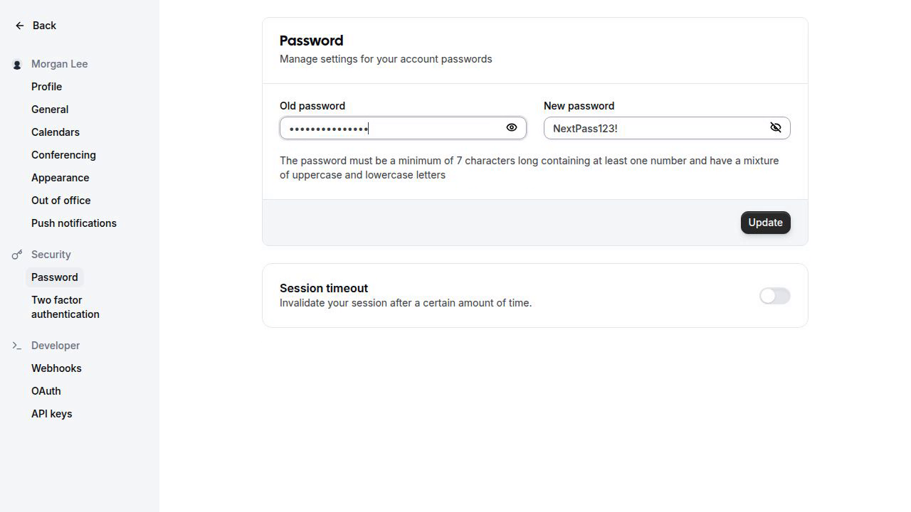 Edit the account password change form after the reference repair