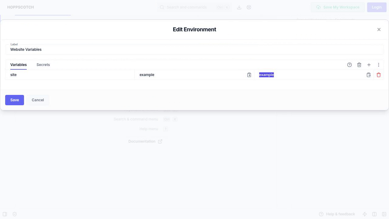 Edit an environment variable from the tooltip on the request URL after the reference repair